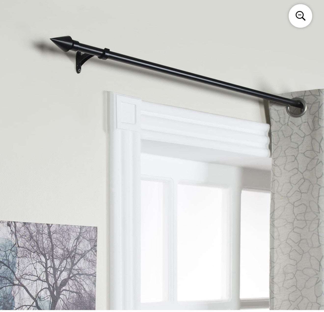 Black Adjustable Curtain Rod with Cone Finials 36–66” Includes Brackets