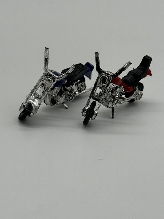 Two Unbranded Diecast & Plastic Motorcycle Chopper Toys