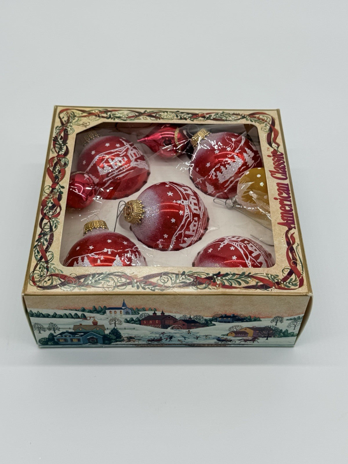 Set of "American Classic" Red Glass Christmas Vintage Ornaments - Kmart