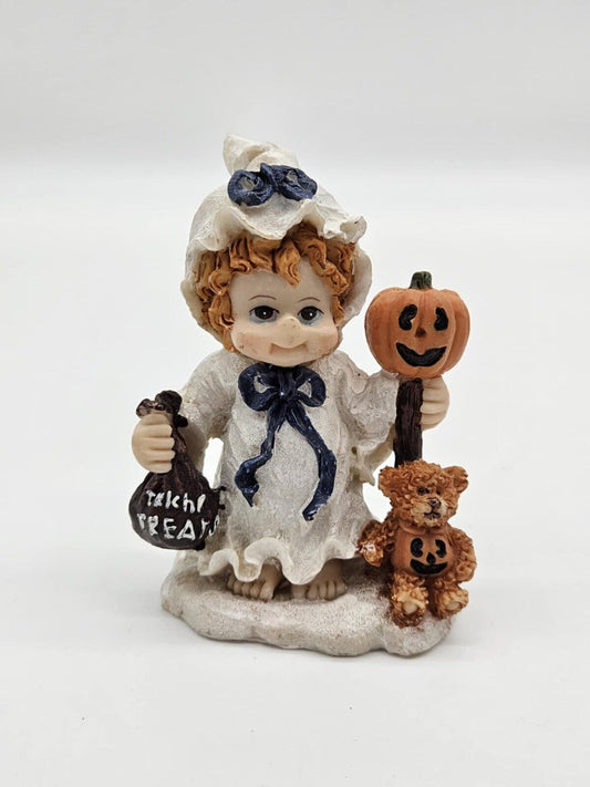 Vintage Child In Ghost Costume Halloween Figurine