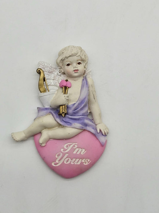 Vintage Cherub Angel I’m Yours Heart Magnet Valentine Decor