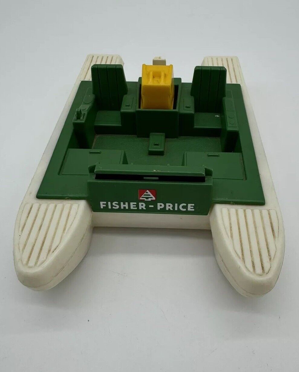 Fisher Price Adventure People Wilderness Pontoon Boat White Green Vintage 005