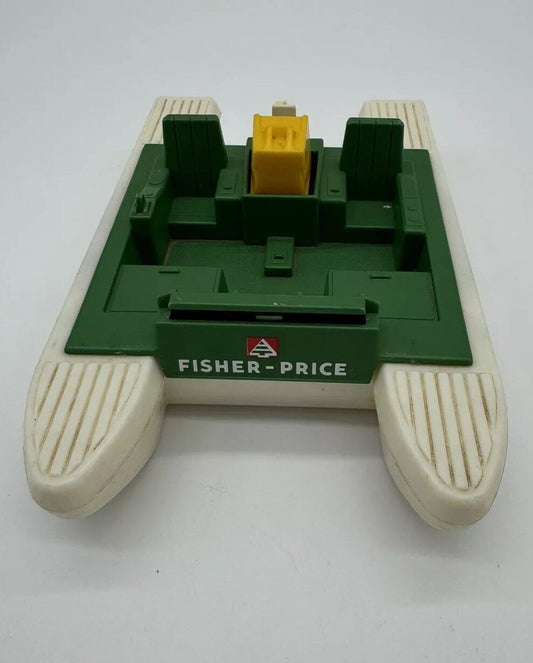 Fisher Price Adventure People Wilderness Pontoon Boat White Green Vintage 005