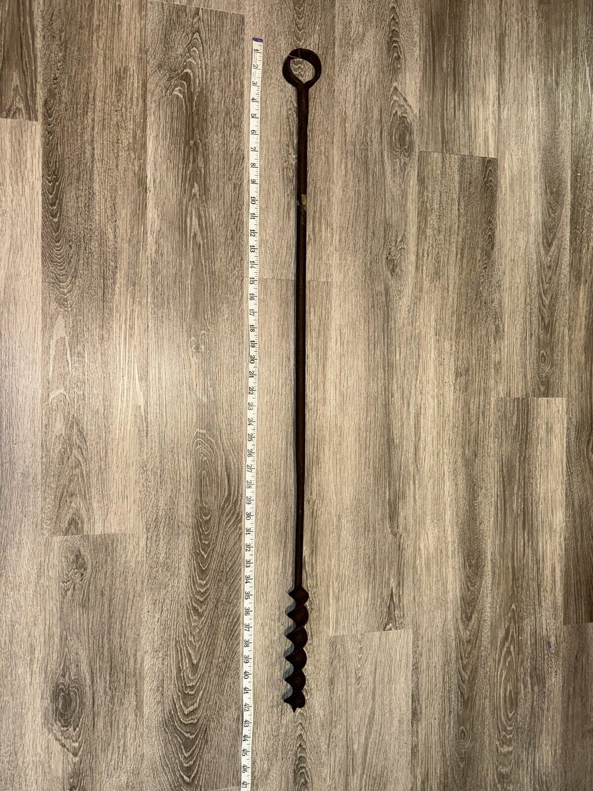 Antique Primitive Hand Forged Auger Manual Drill Bit Shipbuilding Tool