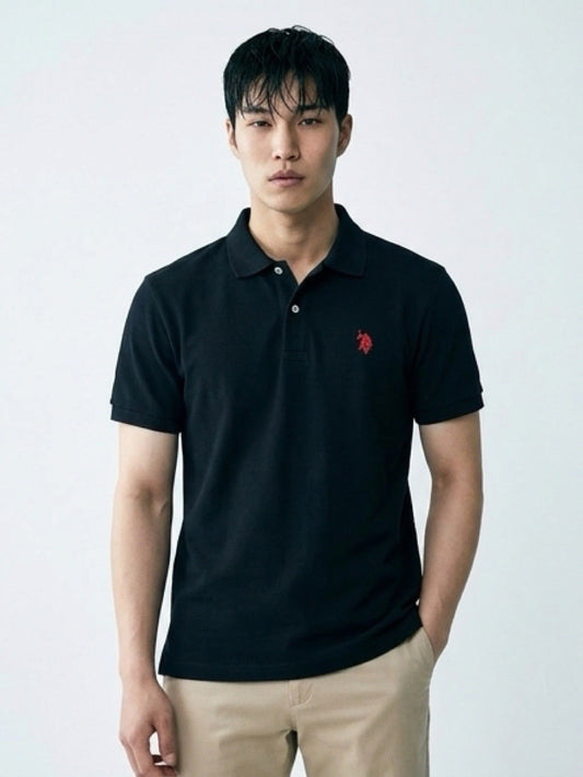U.S. Polo Assn Black Performance Pique Polo Shirt Red Logo Men’s Small