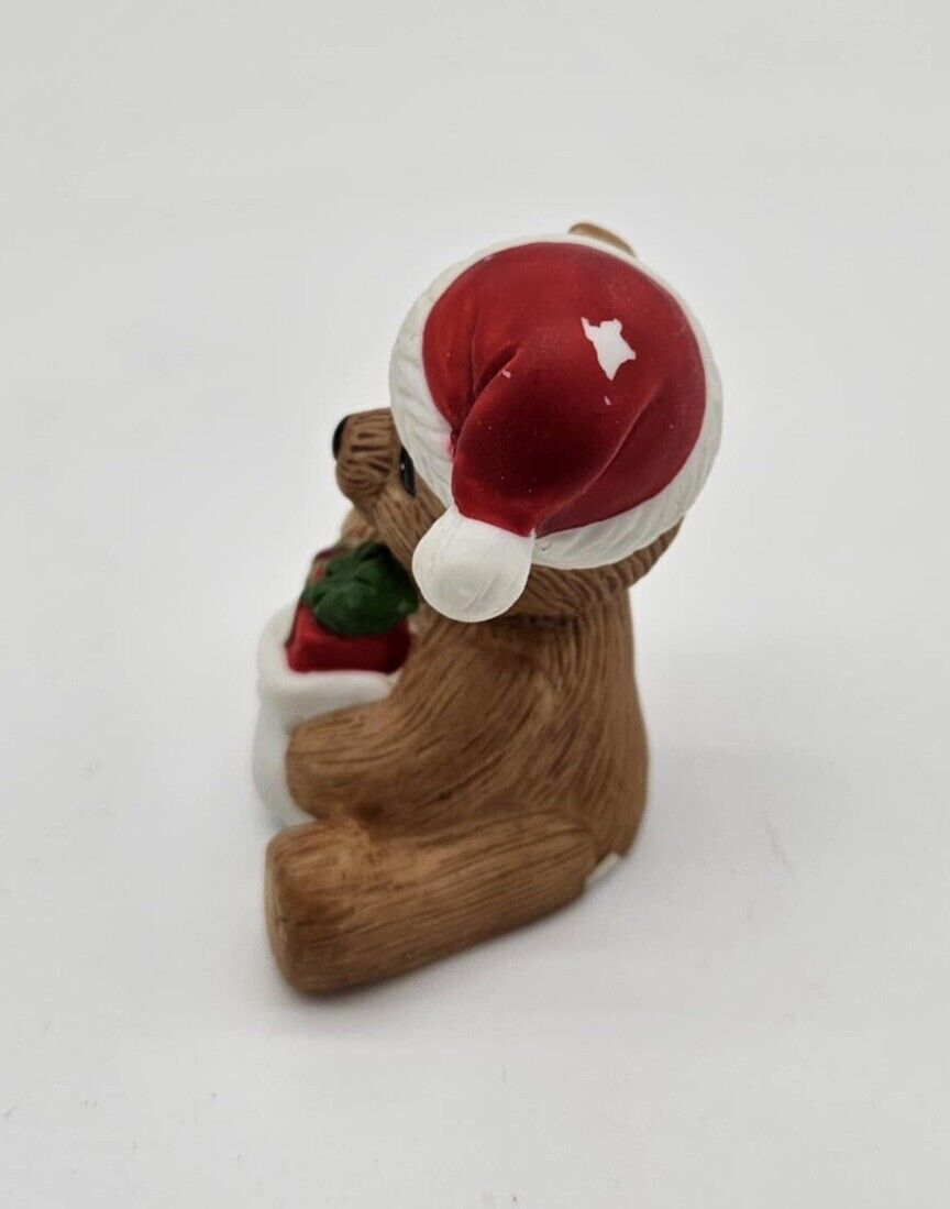 Vintage Homco Teddy Bear of the Month December 1413 Figurine Christmas Santa