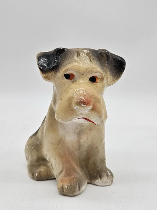 Vintage 1920s or 30s Carnival Chalkware Dog 5.5” Tall  Carnival prize Dog