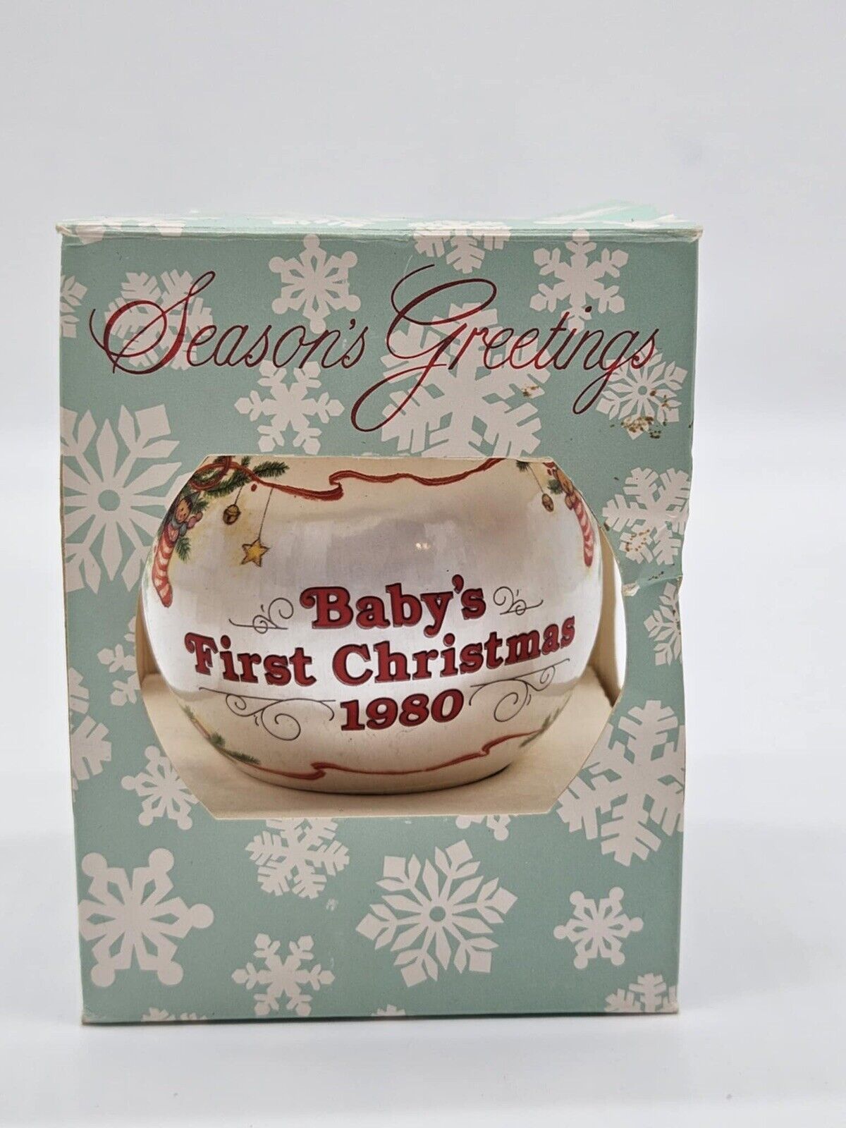 Hallmark 1981 Baby’s First Christmas Ornament Satin Ball Ambassador Vintage