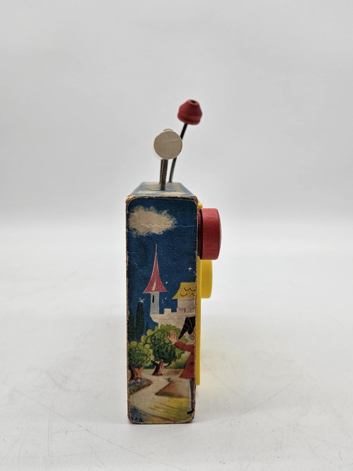 Fisher Price Vintage Retro TV Radio Plays Farmer In The Dell Wind Up Toy Tested