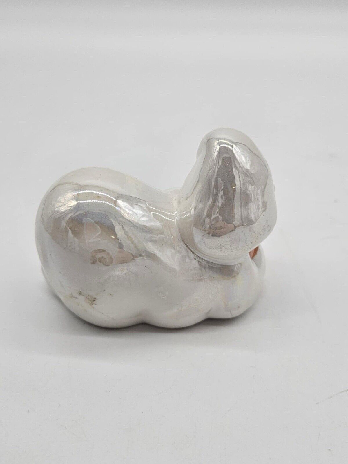 Ceramic Iridescent Glazed Friendly Ghost with Pumpkin, Halloween Décor