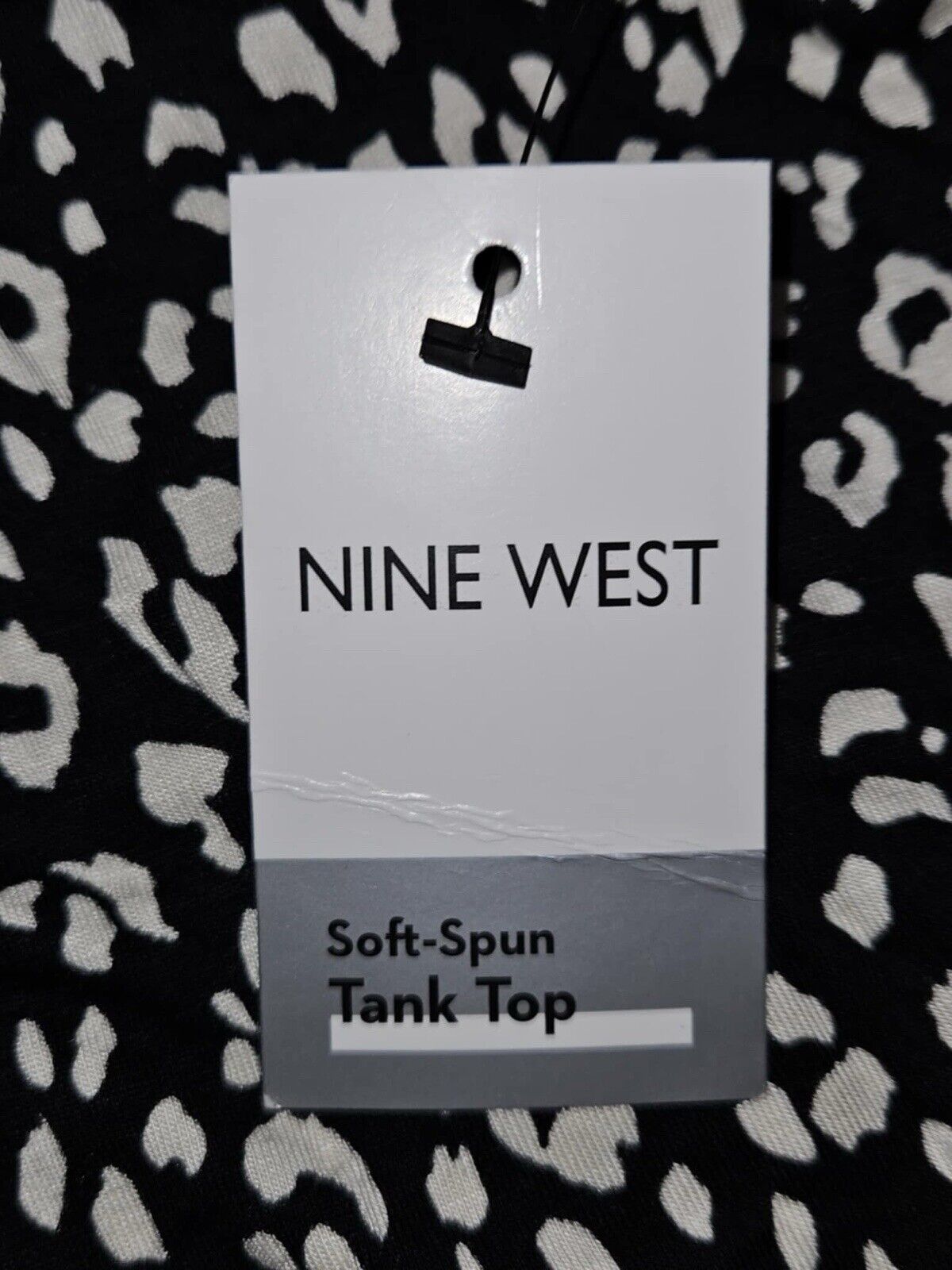 NEW 9 West Soft Spun Black & White Print Tank Top Cotton Blend Sz XS