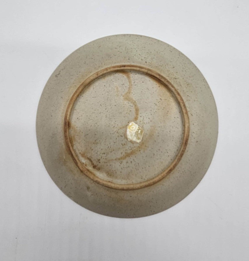 Vintage Speckled Stoneware Plate Tan Beige Pottery No Maker Mark