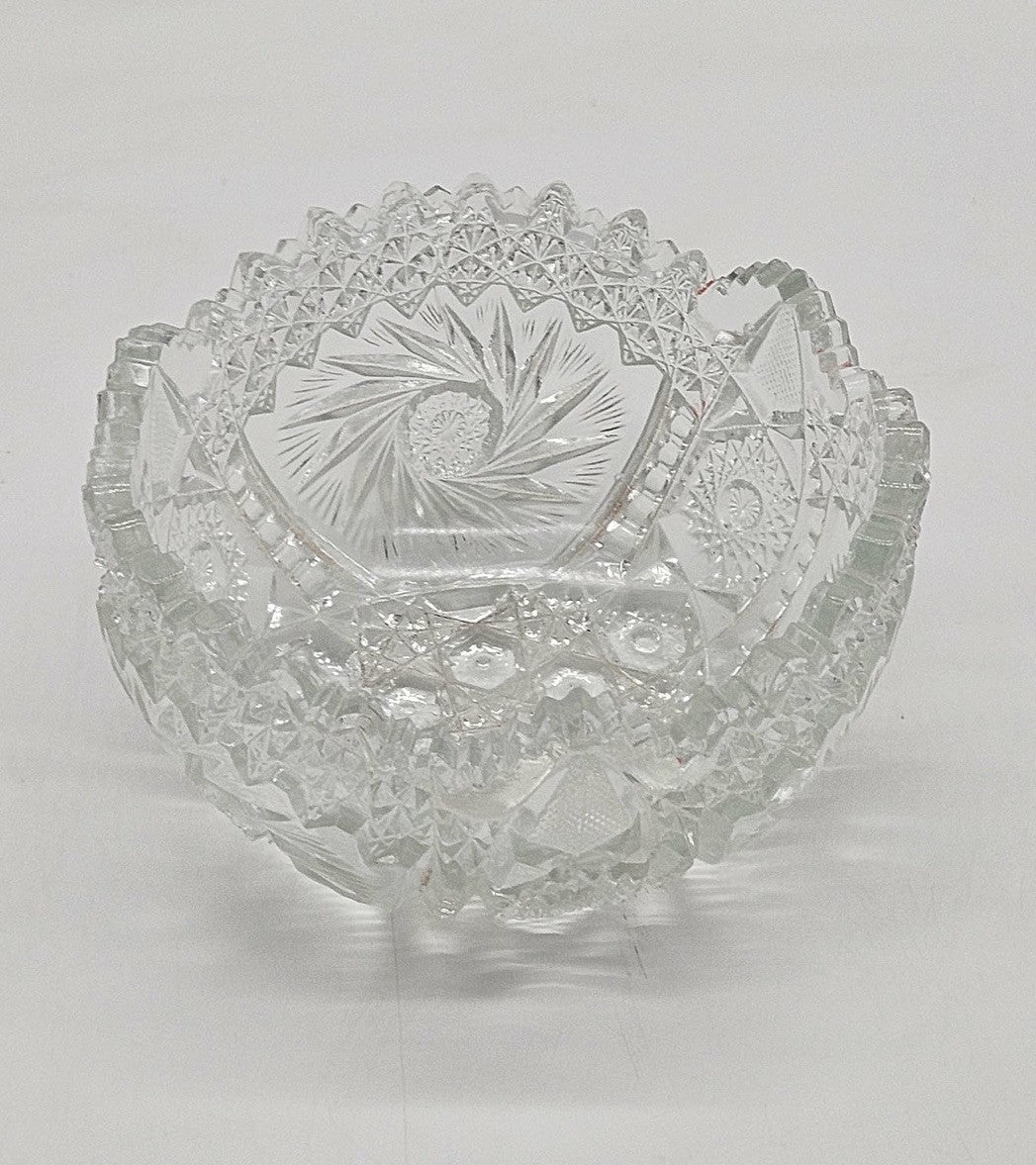 Antique American Brilliant Cut Glass Bowl 8" Lead Crystal Bowl, Elegant Bowl