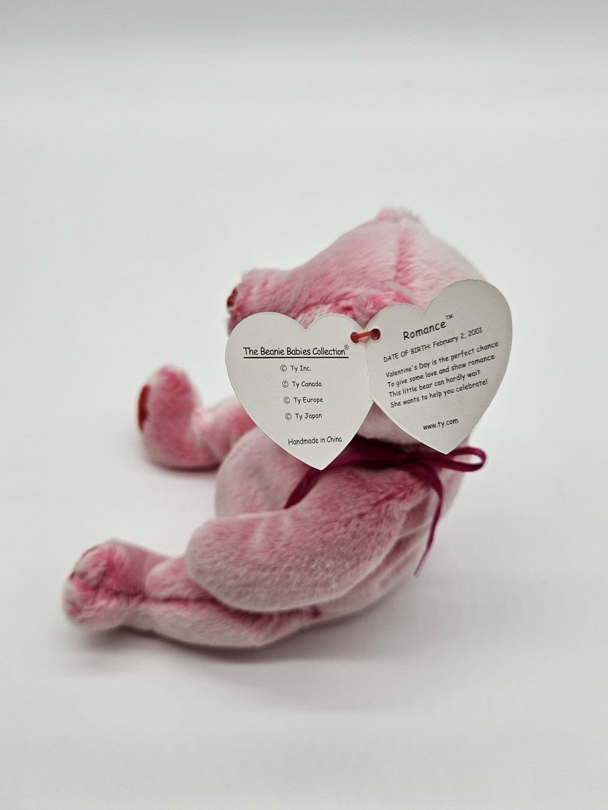 Romance TY Beanie Baby Valentines Day Pink Pot Belly Bear DOB February 2 2001