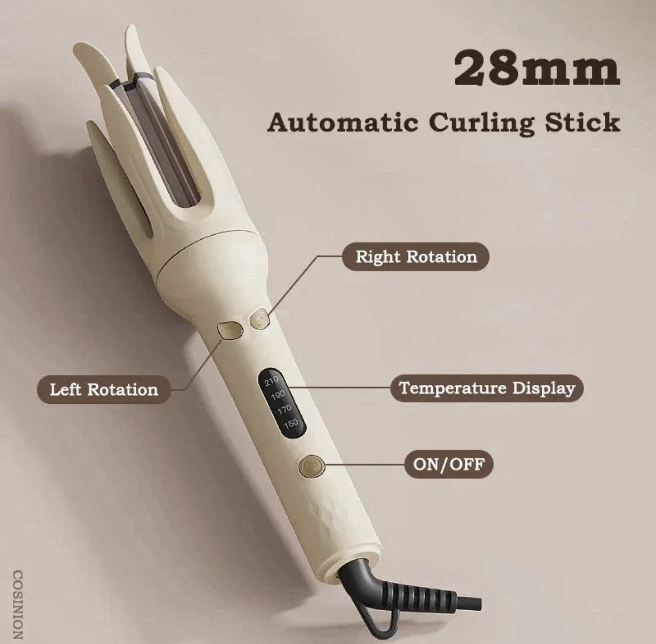 28mm Electric Ceramic Curling Hair Stick Curl Anti-Tangle Curling Iron Styler