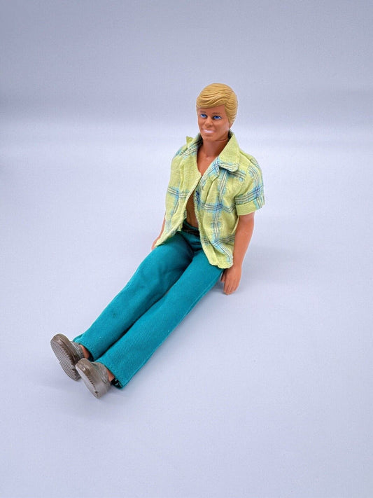 1968 Ken Doll Barbie Boyfriend Blue Eyes Blond Molded Hair Original Label Shirt