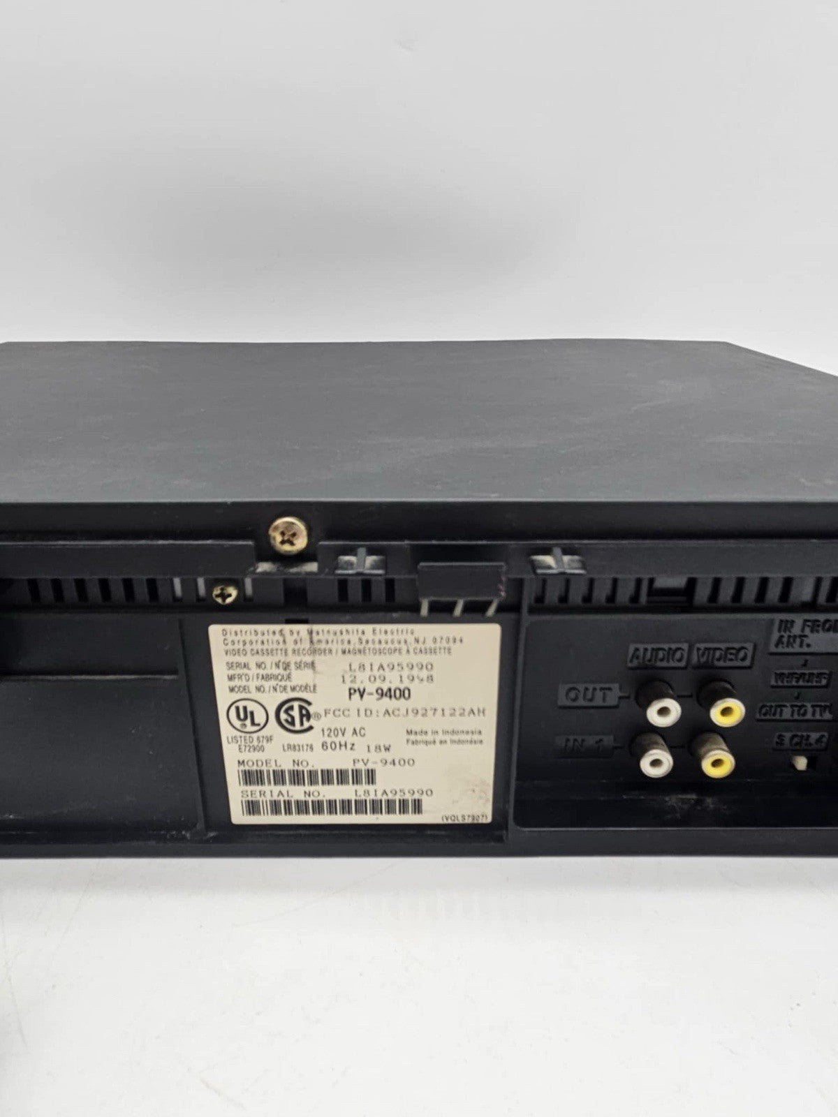 Panasonic PV-9400 VHS VCR 4-Head Omnivision Video Cassette Recorder USED