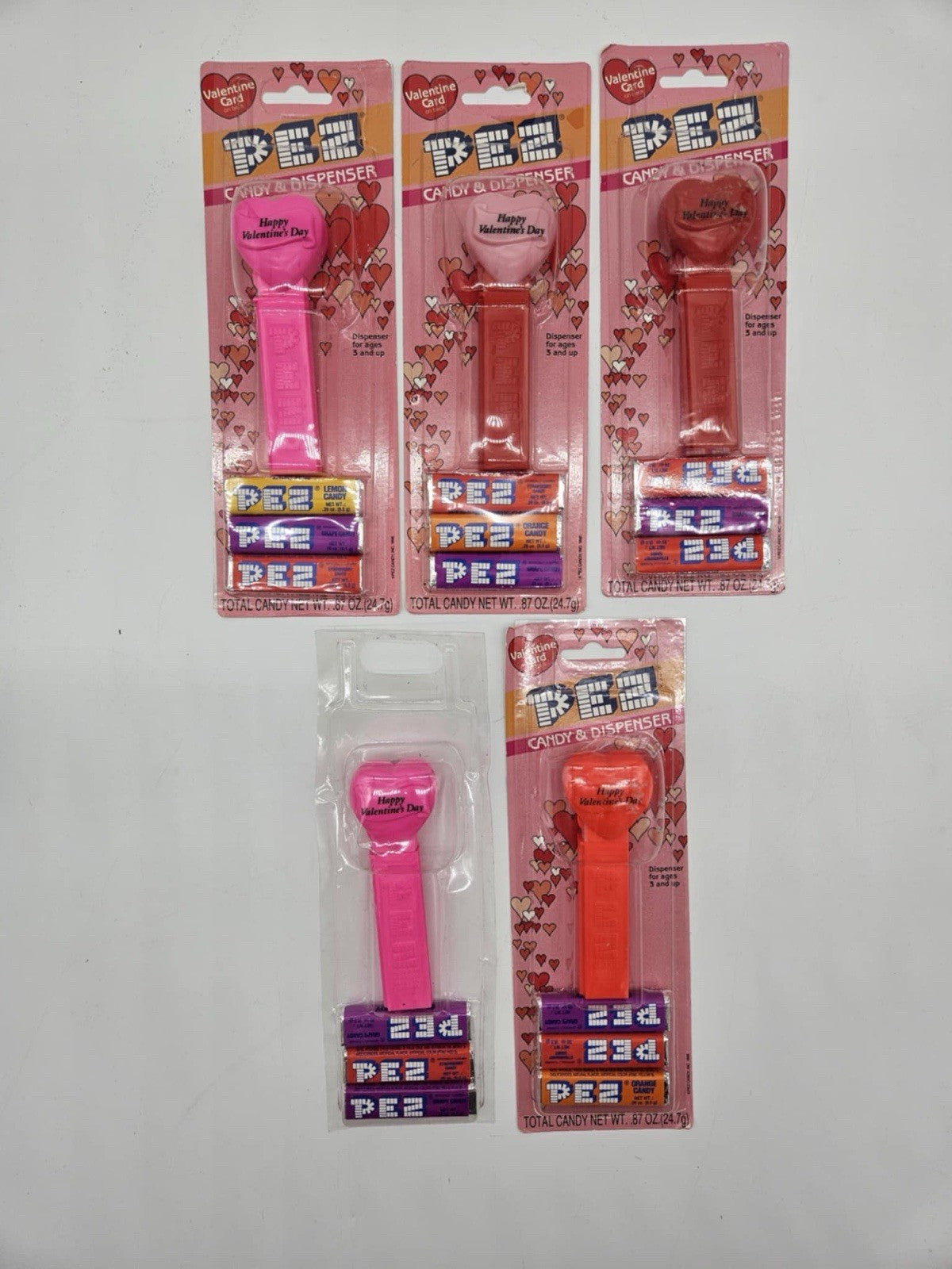 Transparent  Valentine's Day Heart Pink Be Mine Pez Candy Dispenser lot of 3