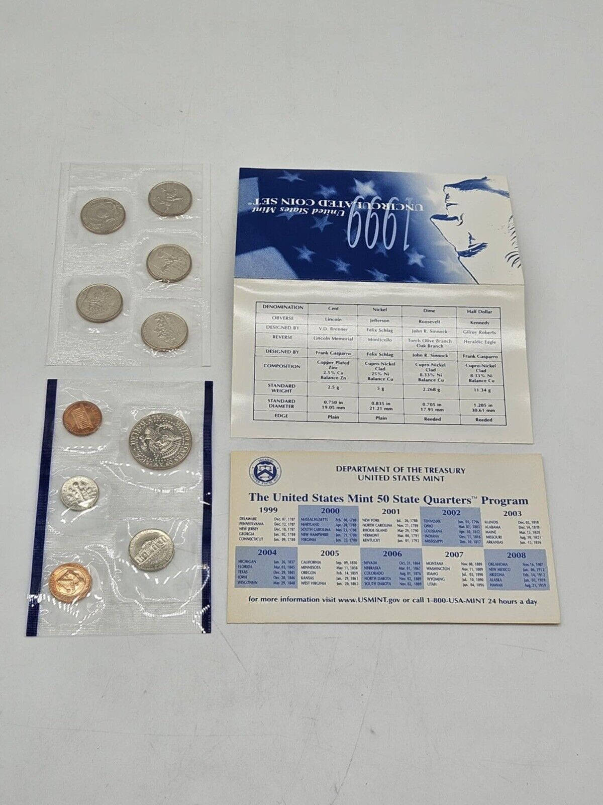 Lot of 6 1999 Uncirculated Coin Set U.S Mint Original Government Packaging JB01