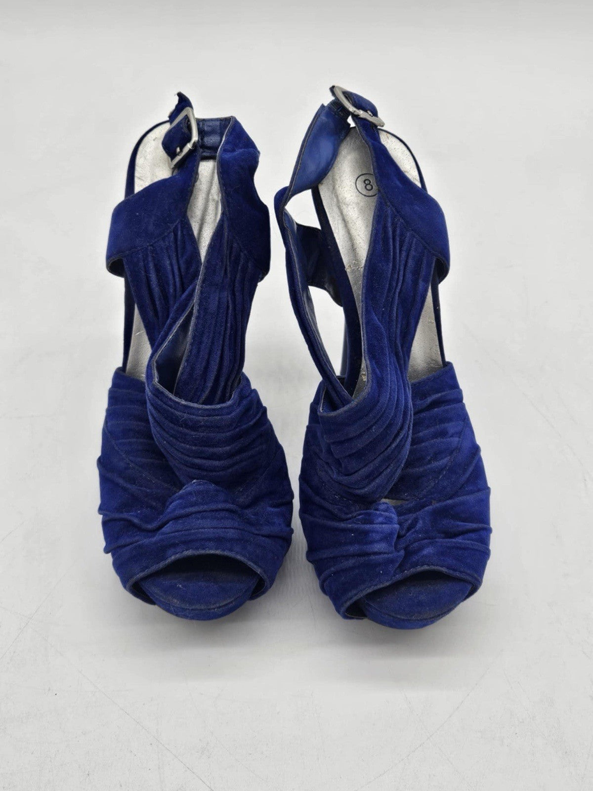 Deb Royal Blue Velvet Sexy Women’s High Heel Sandals ~ Sz 8