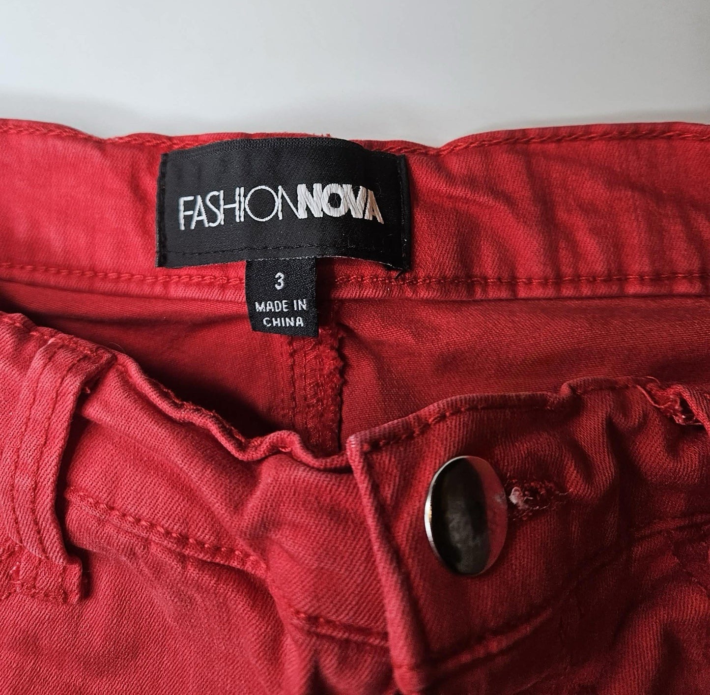 Fashion Nova Red Skinny Jeans Women’s Size 3 Stretch Denim