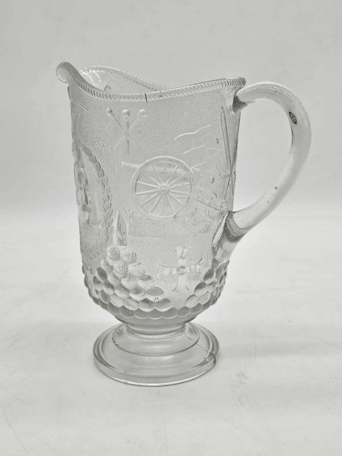 PITCHER EAPG BEATTY-BRADY -ADMIRAL DEWEY- Clear Glass Spanish Amer War ANTIQUE