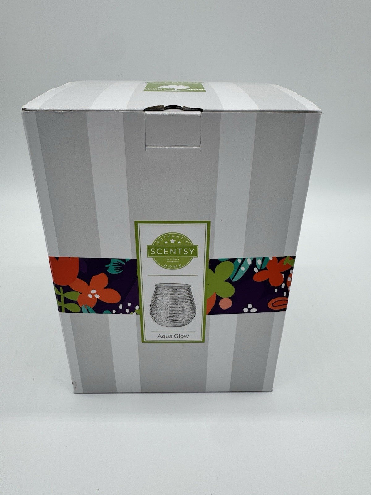 SCENTSY AQUA GLOW WARMER Iridescent Blue Blown Glass