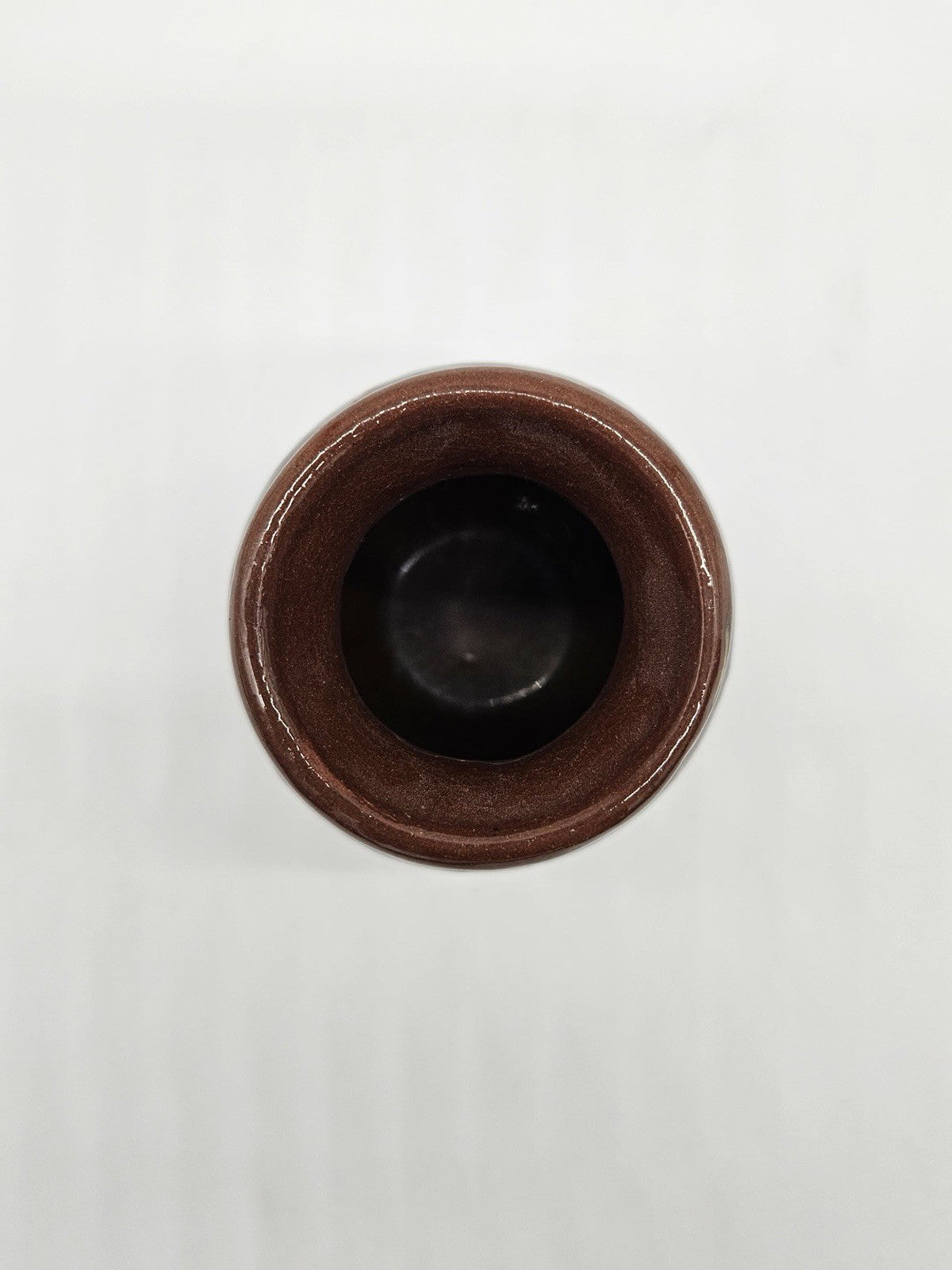 Vintage Polish Pottery Brown Glazed Vase Folk Art Ceramic