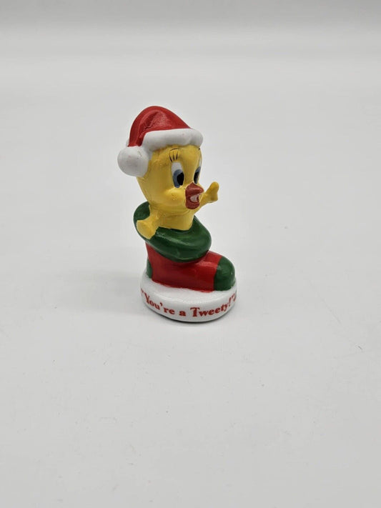 VINTAGE CHRISTMAS PORCELAIN TWEETY BIRD IN STOCKING FIGURINE