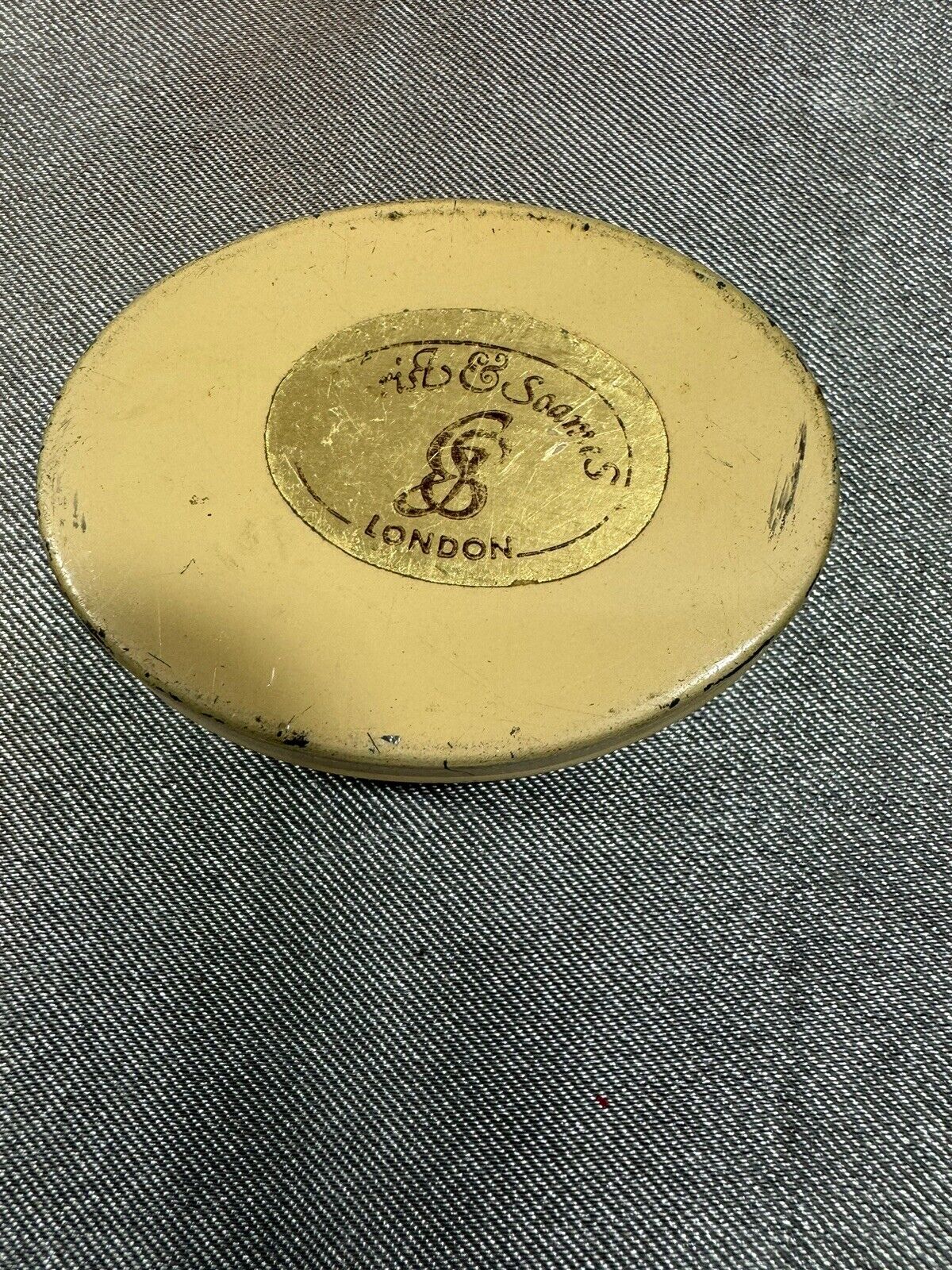 Vintage Antique Gilchrist & Soames of London Honeysuckle Tin Jar  005