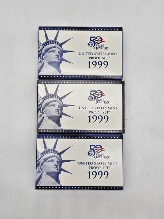 Lot of 3 Uncirculated 1999 Coins Clad Proof Set U.S. Mint  (JB01)