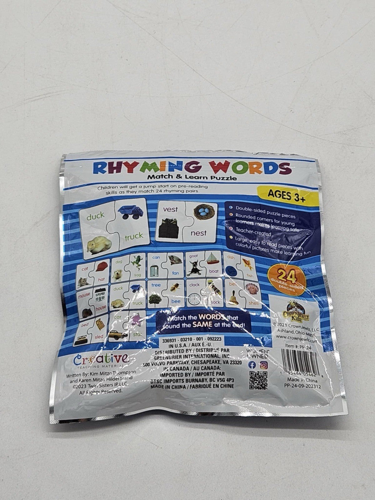 Rhyming Words Match & Learn Puzzle Game Creative Teaching Materials Age 3+ Fast