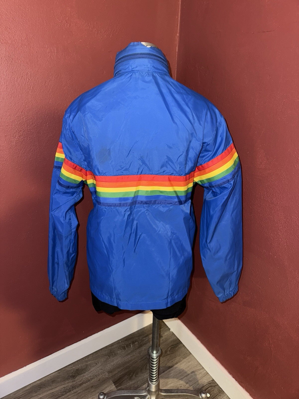 Vintage Ocean Pacific Rainbow Royal Blue Wind Breaker Jacket size S - Pride