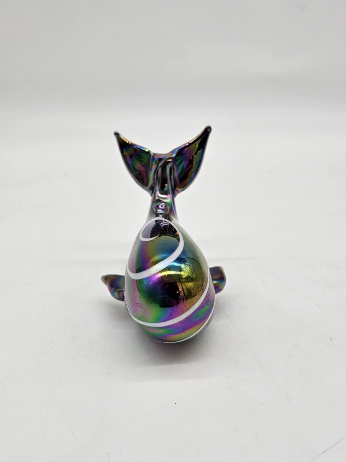 Vintage Iridescent Art Studio Glass Whale Paperweight by Pele's of Hawaii