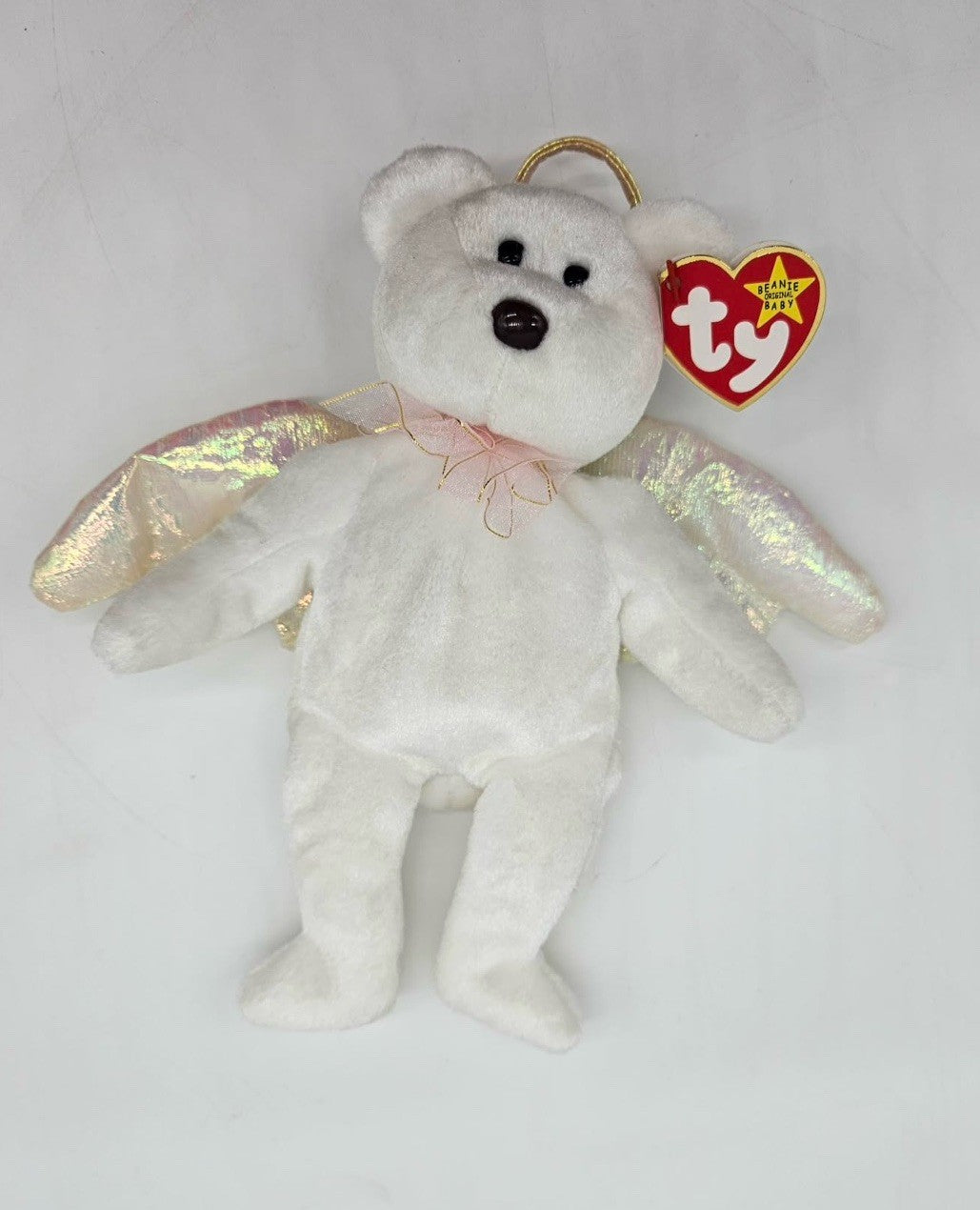Ty Beanie Babies Halo the Angel Bear DOB Aug. 31, 1998, with Tag