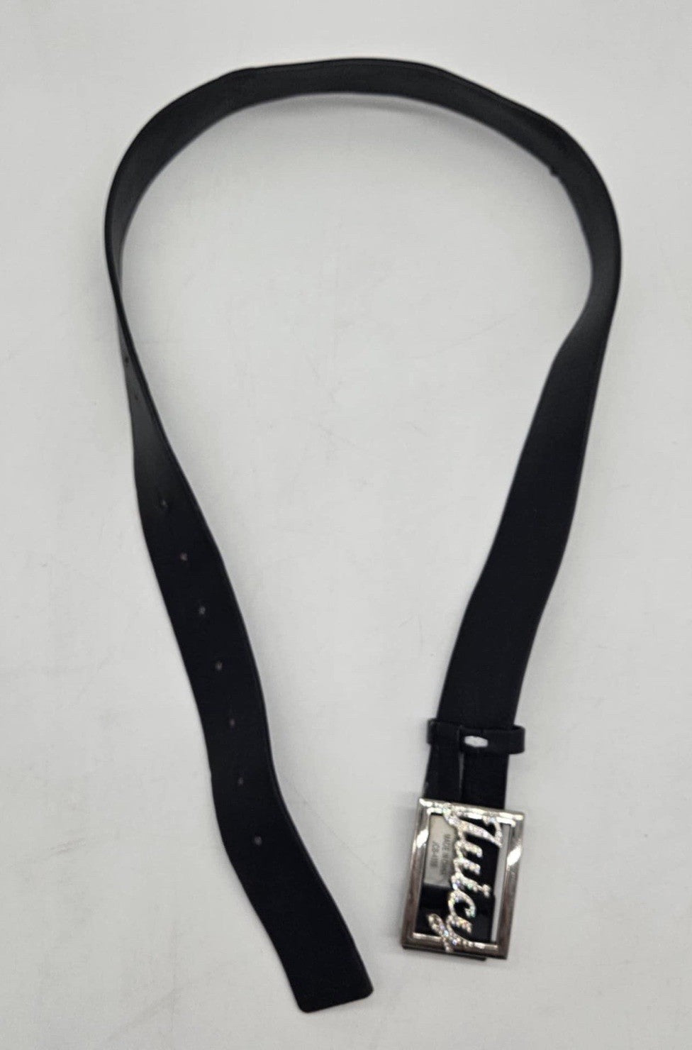 Juicy Couture Logo Black Faux Leather Double Wrap Waist Belt S M