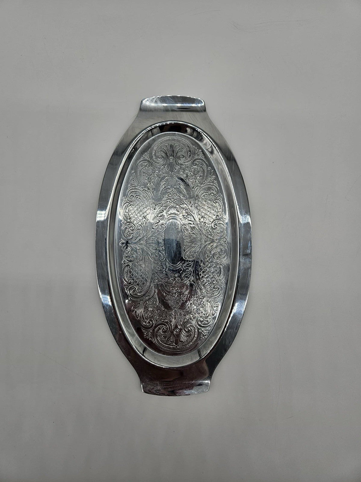 Vintage Silverplate Oval Serving Tray with Handles