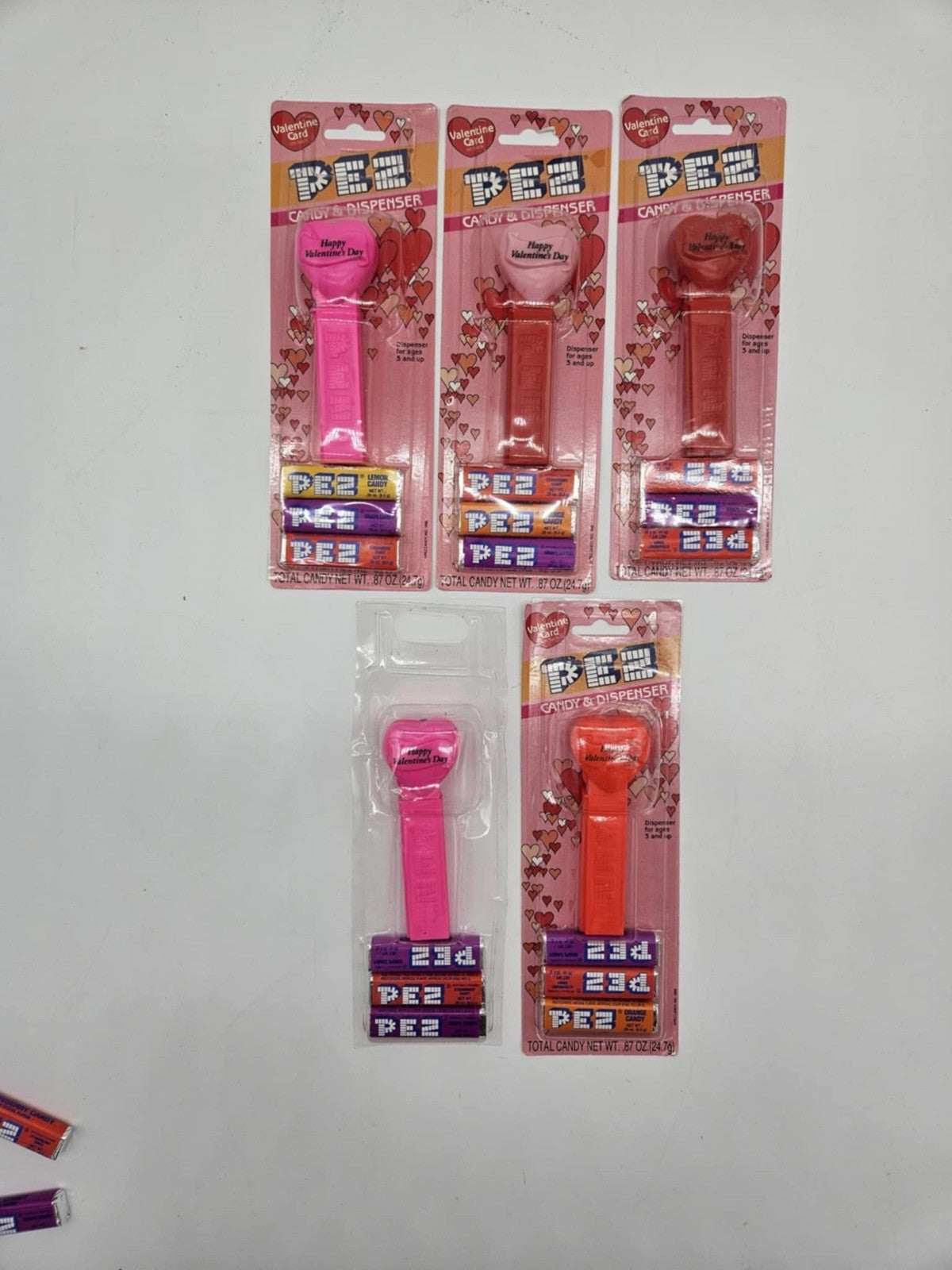 Transparent  Valentine's Day Heart Pink Be Mine Pez Candy Dispenser lot of 3