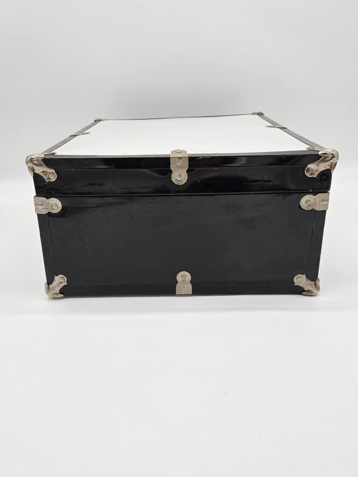 Vintage Metal Suitcase ~ White/Black Aluminum Hard Shell Classic Lock Briefcase