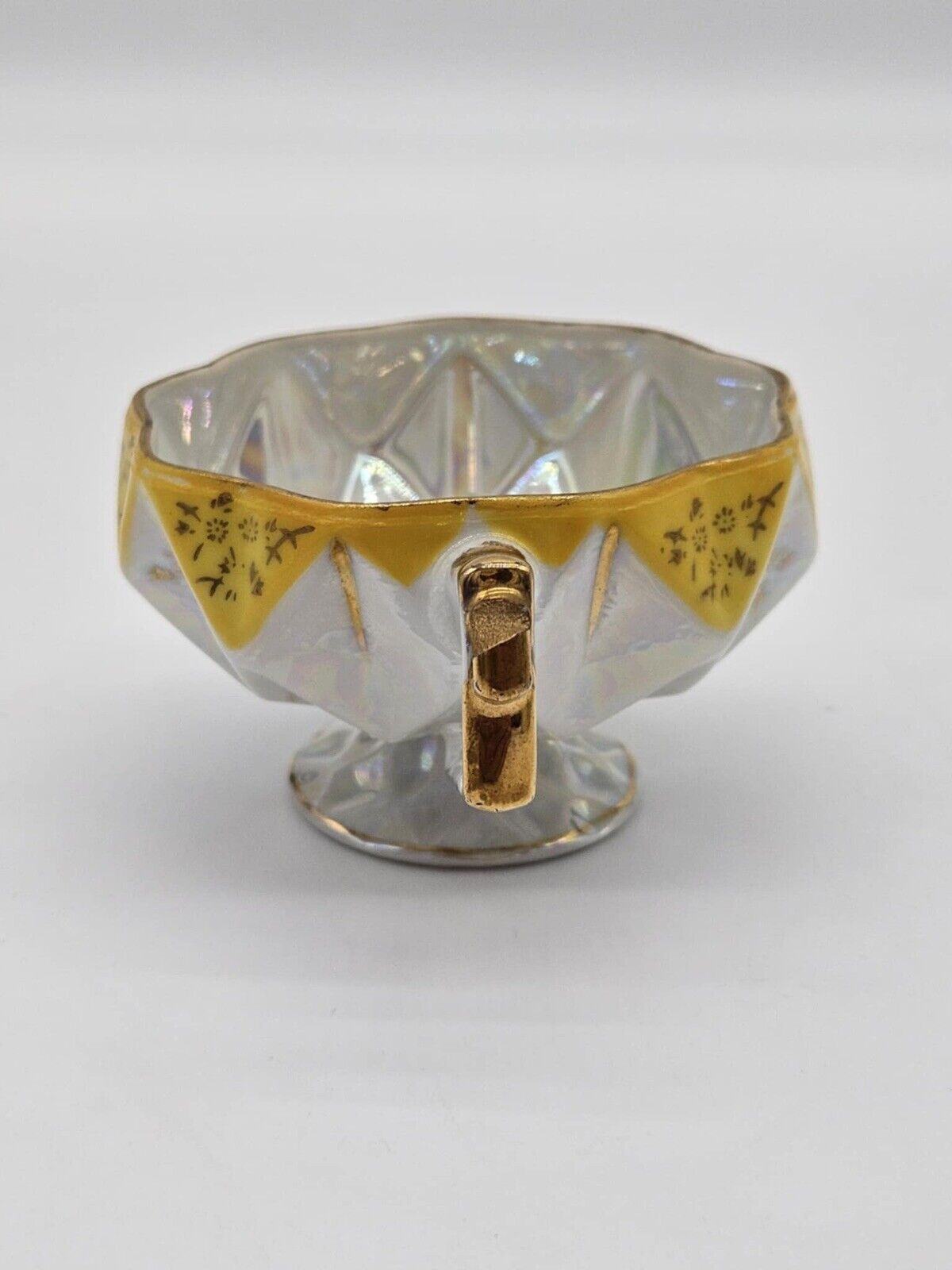 Vintage Royal Sealy Teacup Yellow Diamond Lusterware