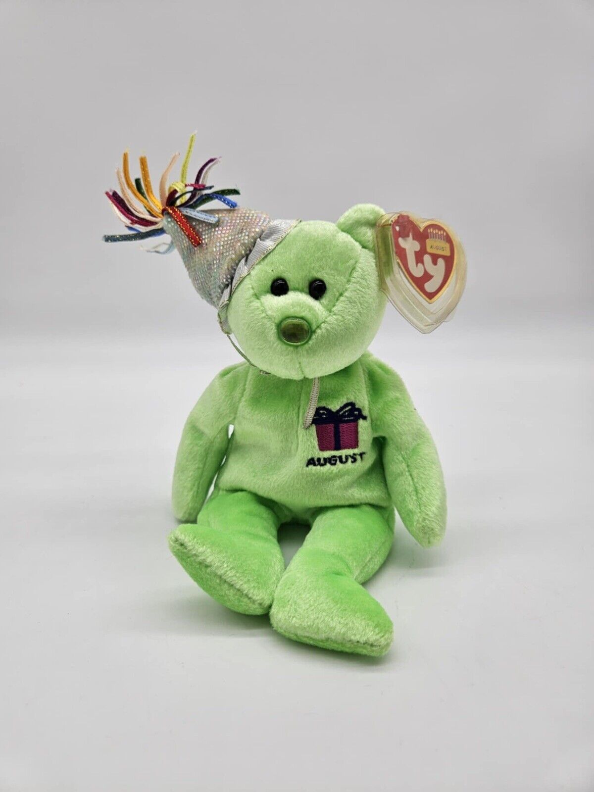 TY Beanie Babies 2002 August Lime Green Birthday Collection Bear Plush Toy New