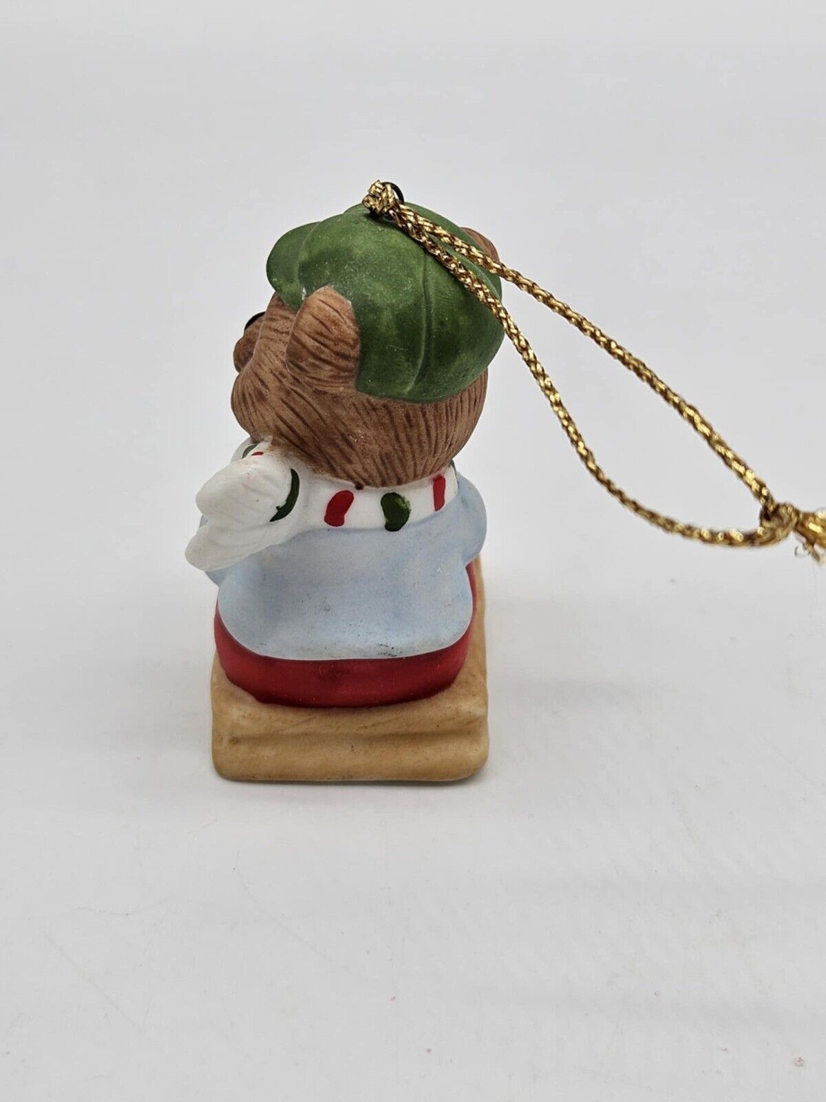 Vintage Homco Winter Bear Sled Scarf Winter Christmas Tree Ornament 5513