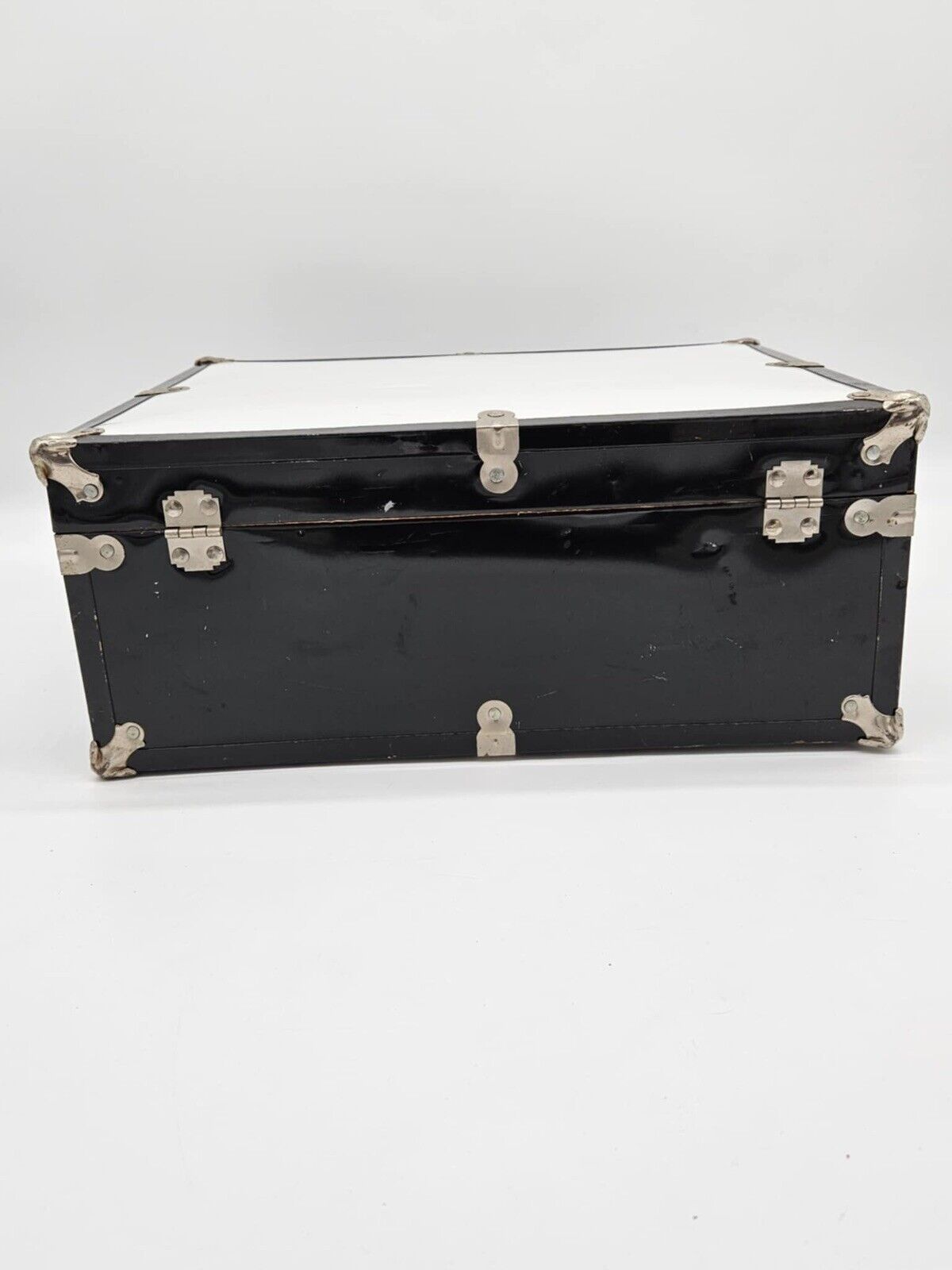 Vintage Metal Suitcase ~ White/Black Aluminum Hard Shell Classic Lock Briefcase