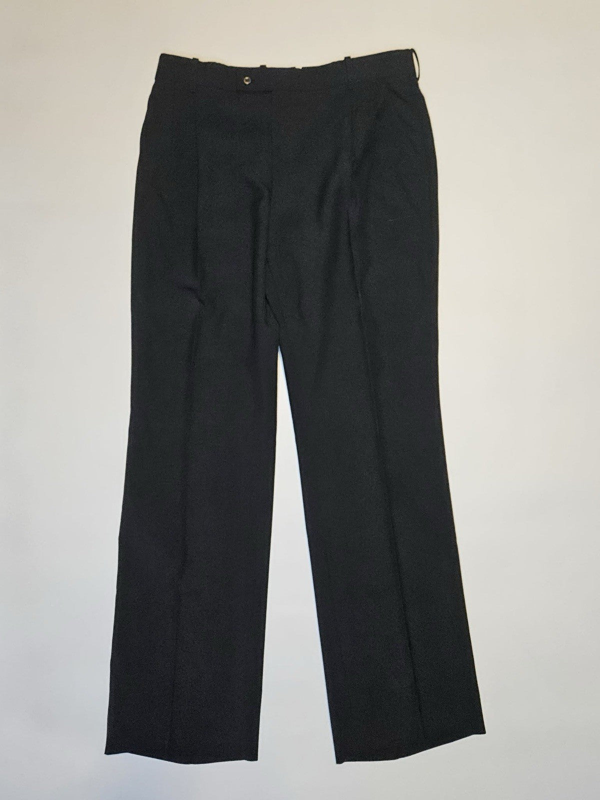 Vintage Black Polyester Dress Pants Slacks Mens 33 Flat Front