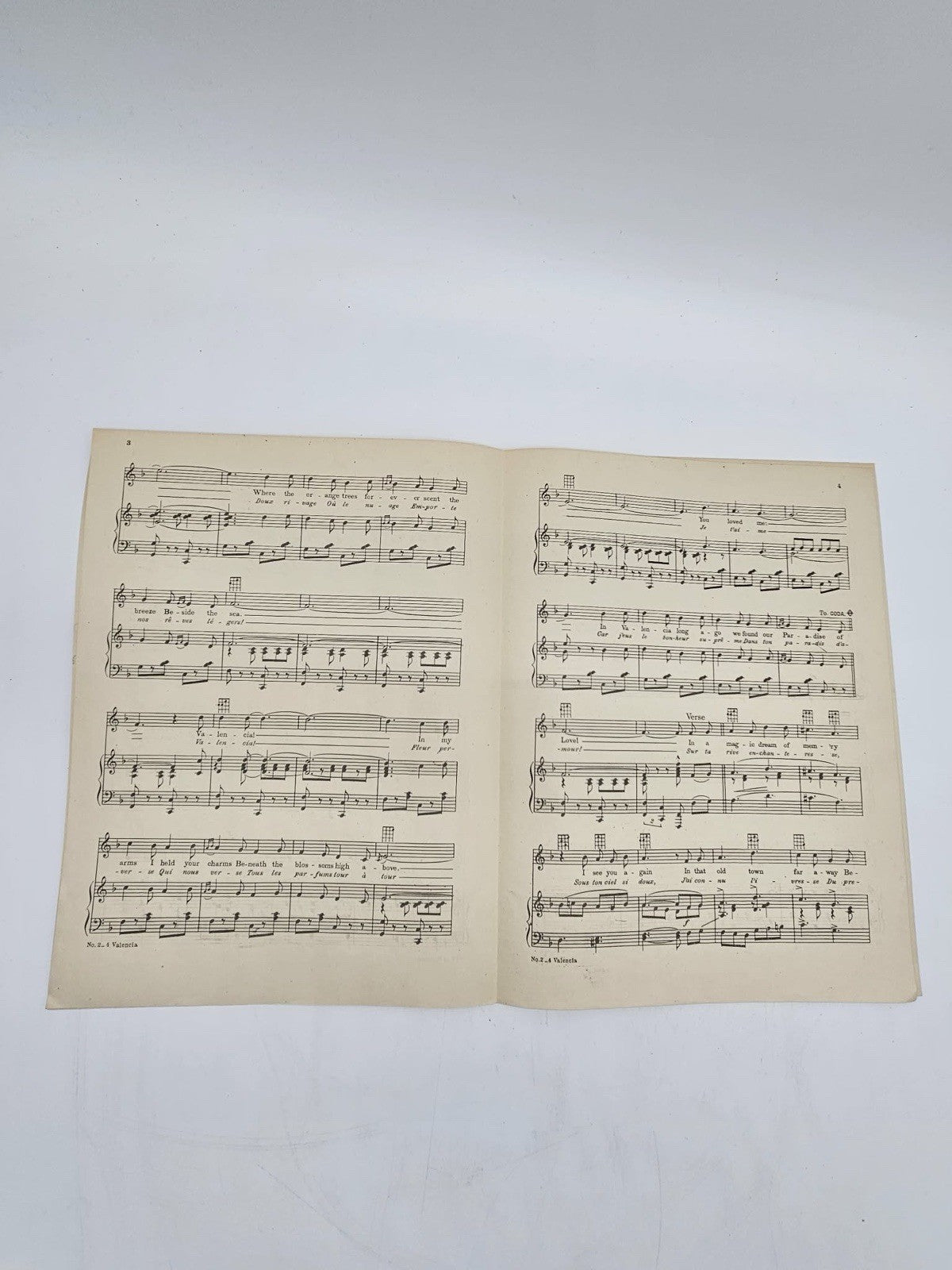 1925 "Valencia (A Song Of Spain)" Sheet Music By Jose Padilla