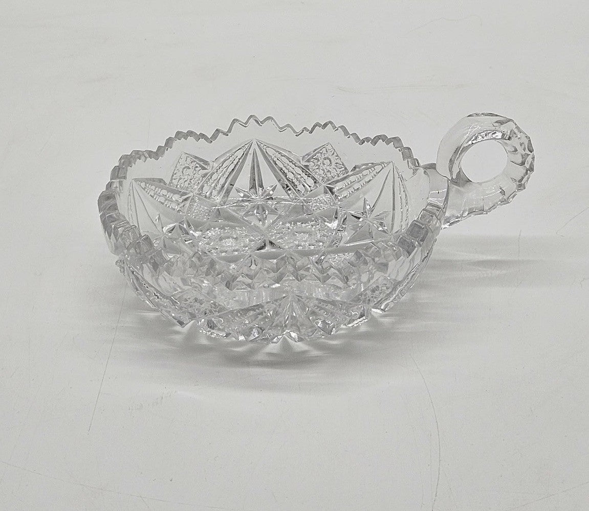 Vintage Imperial Glass NUCUT Nappy Candy Handled Dish 7"
