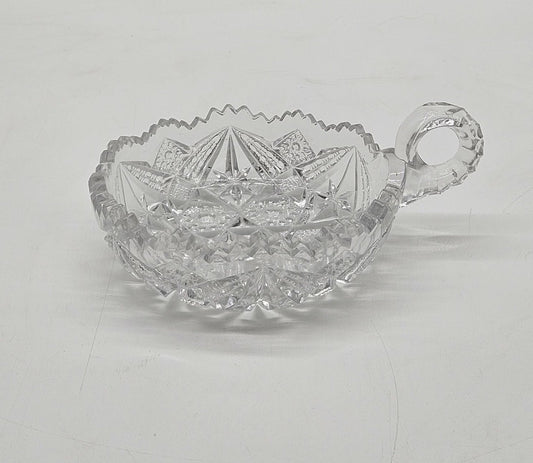 Vintage Imperial Glass NUCUT Nappy Candy Handled Dish 7"