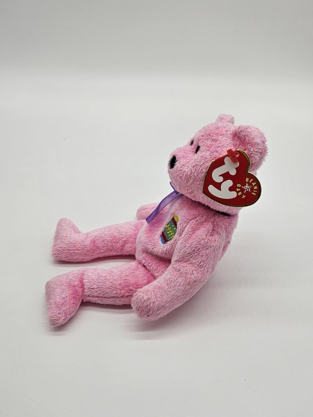 TY Beanie Babies 2000 "Eggs" Pink Bear w/Heart Tag Easter