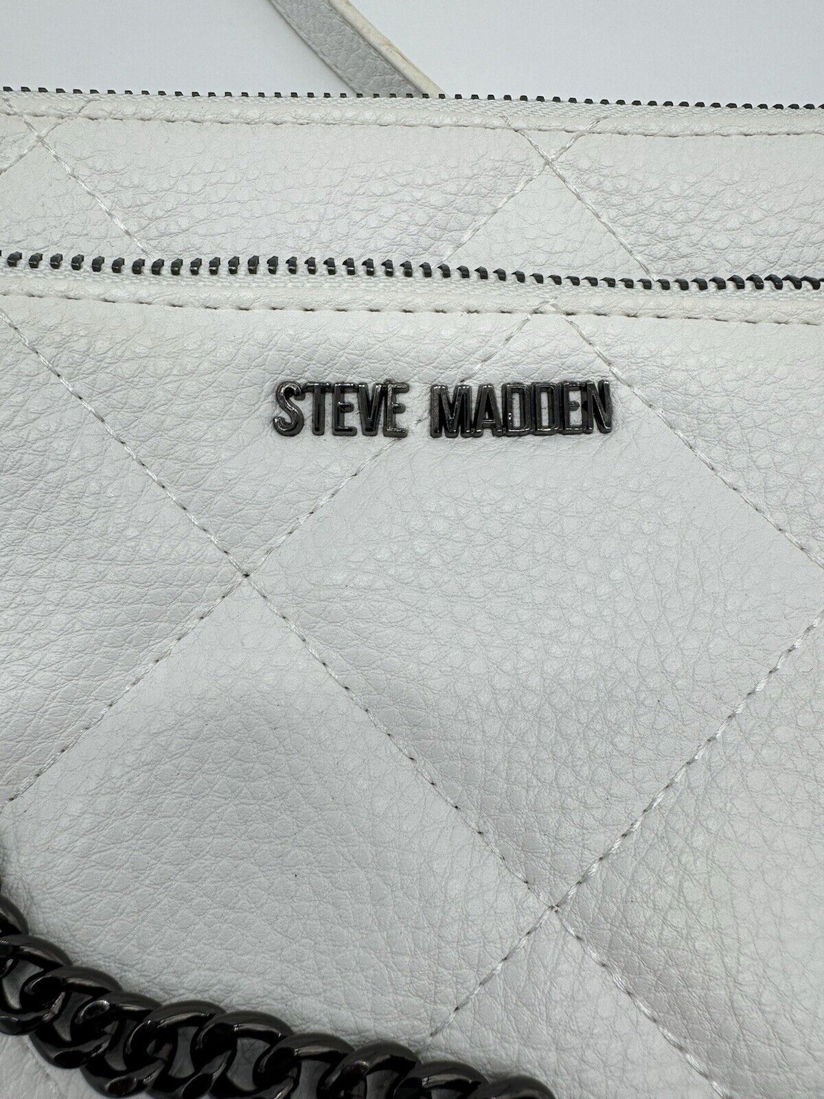 Steve Madden Bbrynn Crossbody Bag White Quilted Chain Bag Adjustable Strap Purse