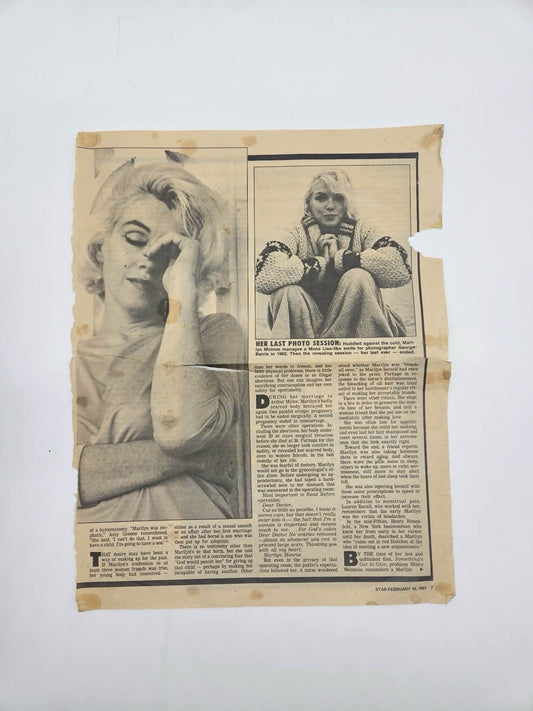 Marilyn Monroe STAR Magazine Article Page February 10, 1987